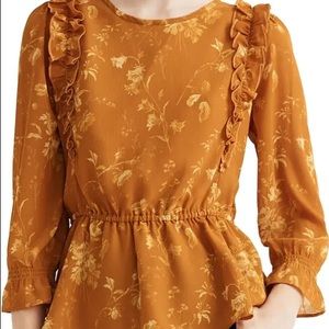 Madewell Ruffle shoulder peplum Top